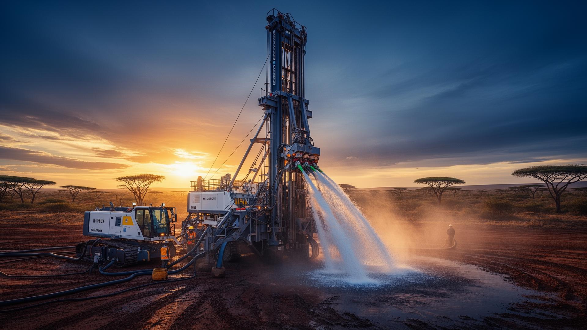 Industrial water drilling rig in Madagascar